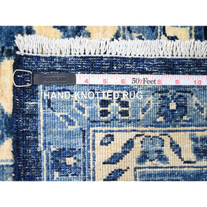 10'x13'10" Denim Blue, Peshawar Serapi Heriz Revival, High Mountain Ghazni Wool, Hand Knotted, Soft Pile, Denser Weave, Oriental Rug FWR123948