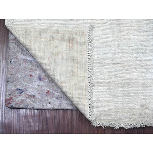 2'10"x9'7" Daisy White, Afghan Angora Oushak with All Over Pattern, Hand Knotted, Natural Dyes, 100% Wool, Runner, Oriental Rug FWR123990