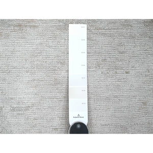 2'10"x9'7" Daisy White, Afghan Angora Oushak with All Over Pattern, Hand Knotted, Natural Dyes, 100% Wool, Runner, Oriental Rug FWR123990