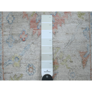 2'7"x16'8" Oyster White, Afghan Angora Oushak With Serrated Leaf Design, Hand Knotted, Veggie Dyes, 100% Wool, Xl Runner, Oriental Rug FWR124014