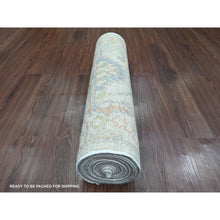 Load image into Gallery viewer, 2&#39;7&quot;x16&#39;8&quot; Oyster White, Afghan Angora Oushak With Serrated Leaf Design, Hand Knotted, Veggie Dyes, 100% Wool, Xl Runner, Oriental Rug FWR124014