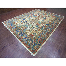 Load image into Gallery viewer, 9&#39;1&quot;x11&#39;9&quot; Linen White, Aryana Collection, Peshawar with Heriz All Over Design, High Mountain Wool, Densely Woven, Hand Knotted, Vegetable Dyes, Oriental Rug FWR124020