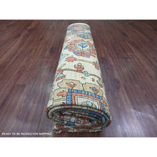 Load image into Gallery viewer, 9&#39;1&quot;x11&#39;9&quot; Linen White, Aryana Collection, Peshawar with Heriz All Over Design, High Mountain Wool, Densely Woven, Hand Knotted, Vegetable Dyes, Oriental Rug FWR124020