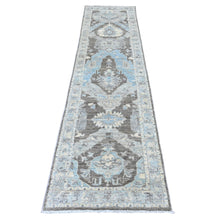 Load image into Gallery viewer, 2&#39;6&quot;x9&#39;7&quot; Ash Gray, Peshawar with Ziegler Mahal Dragon Design, Hand Knotted, High Mountain Wool, Denser Weave, Runner, Oriental Rug FWR124026