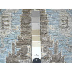2'6"x9'7" Ash Gray, Peshawar with Ziegler Mahal Dragon Design, Hand Knotted, High Mountain Wool, Denser Weave, Runner, Oriental Rug FWR124026
