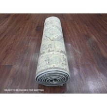 Load image into Gallery viewer, 2&#39;6&quot;x9&#39;7&quot; Ash Gray, Peshawar With Ziegler Mahal Dragon Design, Hand Knotted, High Mountain Wool, Denser Weave, Runner, Oriental Rug FWR124026