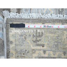 Load image into Gallery viewer, 2&#39;6&quot;x9&#39;7&quot; Ash Gray, Peshawar With Ziegler Mahal Dragon Design, Hand Knotted, High Mountain Wool, Denser Weave, Runner, Oriental Rug FWR124026