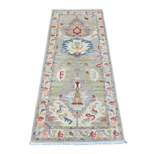 Load image into Gallery viewer, 2&#39;6&quot;x6&#39; Dark Vanilla Brown and Green, Aryana Collection, Heriz with Dragon Design, Vegetable Dyes, High Mountain Wool, Hand Knotted, Runner, Oriental Rug FWR124050