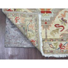 Load image into Gallery viewer, 2&#39;6&quot;x6&#39; Dark Vanilla Brown and Green, Aryana Collection, Heriz with Dragon Design, Vegetable Dyes, High Mountain Wool, Hand Knotted, Runner, Oriental Rug FWR124050