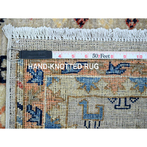 2'6"x5'9" Medium Gray, Aryana Grade, All Over Caucasian Gul Motifs, Vegetable Dyes, High Mountain Wool, Hand Knotted, Runner, Oriental Rug FWR124056