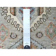 Load image into Gallery viewer, 2&#39;9&quot;x12&#39; Misty Gray, Peshawar With Karajeh Design, Vegetable Dyes, High Mountain Wool, Hand Knotted, Runner, Oriental Rug FWR124062