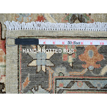 Load image into Gallery viewer, 2&#39;9&quot;x12&#39; Misty Gray, Peshawar With Karajeh Design, Vegetable Dyes, High Mountain Wool, Hand Knotted, Runner, Oriental Rug FWR124062