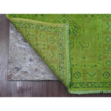 Load image into Gallery viewer, 2&#39;1&quot;x5&#39;9&quot; Fern Green, Overdyed Kazak With Tribal Medallions Design, Hand Knotted, 100% Wool, Runner, Oriental Rug FWR124068
