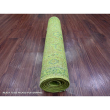 Load image into Gallery viewer, 2&#39;1&quot;x5&#39;9&quot; Fern Green, Overdyed Kazak With Tribal Medallions Design, Hand Knotted, 100% Wool, Runner, Oriental Rug FWR124068