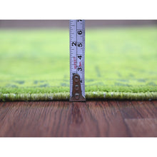 Load image into Gallery viewer, 2&#39;x5&#39;5&quot; Pear Green, Overdyed Kazak With All Over Geometric Pattern, 100% Wool, Hand Knotted, Narrow Runner, Oriental Rug FWR124074