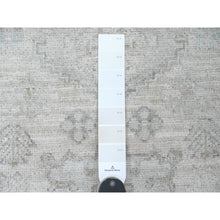 Load image into Gallery viewer, 2&#39;8&quot;x16&#39; Bone White, Washed Out Peshawar With Geometric Leaf Design, Hand Knotted, Natural Dyes, 100% Wool, Xl Runner, Oriental Rug FWR124092