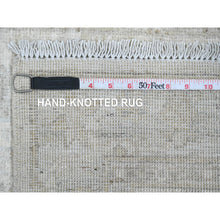 Load image into Gallery viewer, 2&#39;8&quot;x16&#39; Bone White, Washed Out Peshawar With Geometric Leaf Design, Hand Knotted, Natural Dyes, 100% Wool, Xl Runner, Oriental Rug FWR124092