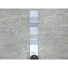 Load image into Gallery viewer, 2&#39;7&quot;x11&#39;9&quot; Spanish Gray, Washed Out Peshawar with All Over Leaf Design, 100% Wool, Hand Knotted, Natural Dyes, Runner, Oriental Rug FWR124098
