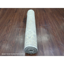 Load image into Gallery viewer, 2&#39;6&quot;x5&#39;9&quot; Cloud Gray, Washed Out Peshawar with Faded Out Leaf Design, Natural Dyes, 100% Wool, Hand Knotted, Short Runner, Oriental Rug FWR124116