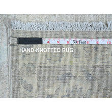 Load image into Gallery viewer, 2&#39;6&quot;x5&#39;9&quot; Cloud Gray, Washed Out Peshawar with Faded Out Leaf Design, Natural Dyes, 100% Wool, Hand Knotted, Short Runner, Oriental Rug FWR124116