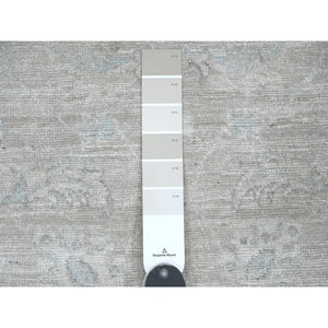 2'8"x14'2" Dark Vanilla Brown, Washed Out Peshawar with All Over Leaf Design, Veggie Dyes, Pure Wool, Hand Knotted, XL Runner, Oriental Rug FWR124134