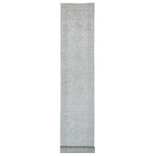 Load image into Gallery viewer, 2&#39;7&quot;x18&#39;9&quot; Chiffon White, Hand Knotted, Washed Out Peshawar with Geometric Leaf Design, Natural Dyes, 100% Wool, XL Runner, Oriental Rug FWR124140