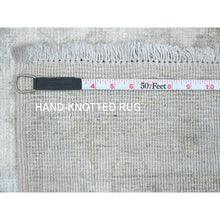 Load image into Gallery viewer, 2&#39;7&quot;x18&#39;9&quot; Chiffon White, Hand Knotted, Washed Out Peshawar With Geometric Leaf Design, Natural Dyes, 100% Wool, Xl Runner, Oriental Rug FWR124140