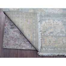 Load image into Gallery viewer, 2&#39;8&quot;x11&#39;7&quot; Misty Gray, Stone Washed Peshawar with All Over Leaf Design, Hand Knotted, Natural Dyes, 100% Wool, Runner, Oriental Rug FWR124152