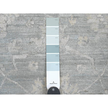 Load image into Gallery viewer, 2&#39;8&quot;x11&#39;7&quot; Misty Gray, Stone Washed Peshawar with All Over Leaf Design, Hand Knotted, Natural Dyes, 100% Wool, Runner, Oriental Rug FWR124152