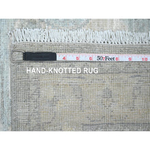 Load image into Gallery viewer, 2&#39;8&quot;x11&#39;7&quot; Misty Gray, Stone Washed Peshawar with All Over Leaf Design, Hand Knotted, Natural Dyes, 100% Wool, Runner, Oriental Rug FWR124152