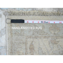 Load image into Gallery viewer, 2&#39;8&quot;x16&#39;3&quot; Pearl White, Washed Out Peshawar with All Over Leaf Design, Hand Knotted, Natural Dyes, 100% Wool, XL Runner, Oriental Rug FWR124158