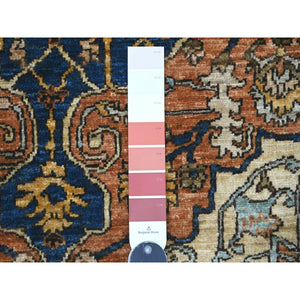 4'2"x6' Marmalade Orange, Peshawar with Fereghan Sarouk Design, Aryana Grade, Vegetable Dyes, High Mountain Wool, Hand Knotted, Oriental Rug FWR124170