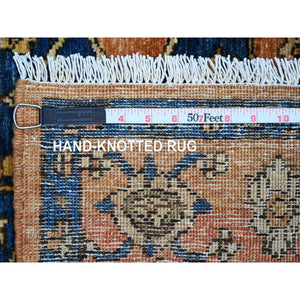 4'2"x6' Medium Gray, Afghan Angora Oushak with Colorful Leaf Pattern, Hand Knotted, Vegetable Dyes, 100% Wool, Oriental Rug FWR124848