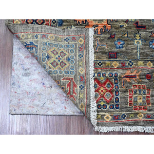 4'x6' Nickel Gray, Aryana Collection, Peshawar with Ziegler Mahal All Over Design, Hand Knotted, High Mountain Wool, Vegetable Dyes, Oriental Rug FWR124176