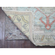 Load image into Gallery viewer, 3&#39;1&quot;x10&#39; Pastel Pink, Anatolian Village Inspired With Geometric Medallions Design, High Mountain Wool, Hand Knotted, Natural Dyes, Runner, Oriental Rug FWR124188