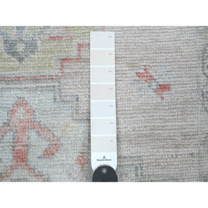 3'1"x10' Pastel Pink, Anatolian Village Inspired with Geometric Medallions Design, High Mountain Wool, Hand Knotted, Natural Dyes, Runner, Oriental Rug FWR124188