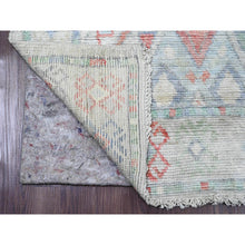 Load image into Gallery viewer, 3&#39;2&quot;x10&#39;5&quot; Cloud Gray, Anatolian Village Inspired Design with Geometric Pattern, Vegetable Dyes, High Mountain Wool, Hand Knotted, Runner, Oriental Rug FWR124194