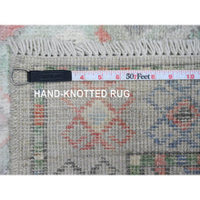 Load image into Gallery viewer, 3&#39;2&quot;x10&#39;5&quot; Cloud Gray, Anatolian Village Inspired Design With Geometric Pattern, Vegetable Dyes, High Mountain Wool, Hand Knotted, Runner, Oriental Rug FWR124194