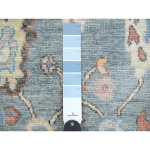 2'9"x9'9" Cerulean Blue, Anatolian Village Inspired with All Over Leaf Design, Hand Knotted, High Mountain Wool, Vegetable Dyes, Runner, Oriental Rug FWR124206