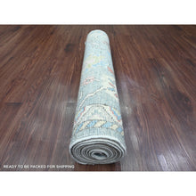 Load image into Gallery viewer, 2&#39;9&quot;x9&#39;9&quot; Cerulean Blue, Anatolian Village Inspired with All Over Leaf Design, Hand Knotted, High Mountain Wool, Vegetable Dyes, Runner, Oriental Rug FWR124206