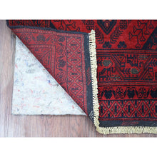 Load image into Gallery viewer, 2&#39;8&quot;x6&#39;3&quot; Ruby Red, Afghan Andkhoy With Geometric Design, Soft Pile, 100% Wool, Hand Knotted, Runner, Oriental Rug FWR124224