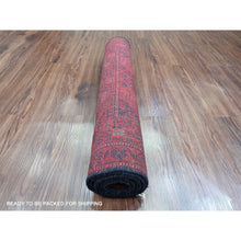 Load image into Gallery viewer, 2&#39;8&quot;x6&#39;3&quot; Ruby Red, Afghan Andkhoy With Geometric Design, Soft Pile, 100% Wool, Hand Knotted, Runner, Oriental Rug FWR124224