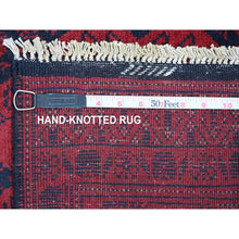 Load image into Gallery viewer, 2&#39;8&quot;x6&#39;3&quot; Ruby Red, Afghan Andkhoy With Geometric Design, Soft Pile, 100% Wool, Hand Knotted, Runner, Oriental Rug FWR124224