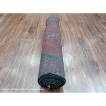 Load image into Gallery viewer, 2&#39;7&quot;x9&#39;10&quot; Crimson Red, Hand Knotted, Afghan Andkhoy With Geometric Design, Soft And Velvety Wool, Runner, Oriental Rug FWR124230