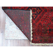 Load image into Gallery viewer, 2&#39;6&quot;x6&#39;3&quot; Scarlet Red, Afghan Andkhoy With Geometric Pattern, Soft Wool, Natural Dyes, Hand Knotted, Runner, Oriental Rug FWR124236