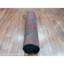 Load image into Gallery viewer, 2&#39;8&quot;x9&#39;3&quot; Scarlet Red, Afghan Andkhoy With Tribal Design, Soft Wool, Vegetable Dyes, Hand Knotted, Runner, Oriental Rug FWR124248