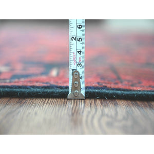 2'8"x9'3" Scarlet Red, Afghan Andkhoy With Tribal Design, Soft Wool, Vegetable Dyes, Hand Knotted, Runner, Oriental Rug FWR124248