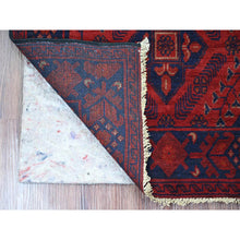 Load image into Gallery viewer, 2&#39;6&quot;x6&#39;2&quot; Scarlet Red, Afghan Andkhoy With Geometric Design, Soft Pile, Pure Wool, Hand Knotted, Runner, Oriental Rug FWR124254