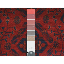 Load image into Gallery viewer, 2&#39;6&quot;x6&#39;2&quot; Scarlet Red, Afghan Andkhoy With Geometric Design, Soft Pile, Pure Wool, Hand Knotted, Runner, Oriental Rug FWR124254