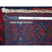 Load image into Gallery viewer, 2&#39;6&quot;x6&#39;2&quot; Scarlet Red, Afghan Andkhoy With Geometric Design, Soft Pile, Pure Wool, Hand Knotted, Runner, Oriental Rug FWR124254